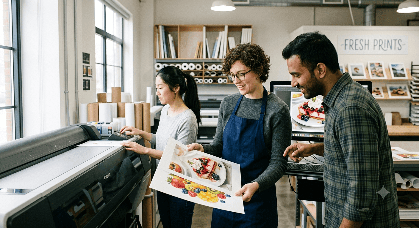 Edibart team preparing custom edible prints